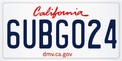 CA license plate 6UBG024