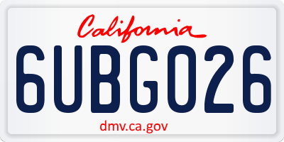 CA license plate 6UBG026