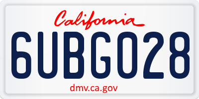 CA license plate 6UBG028