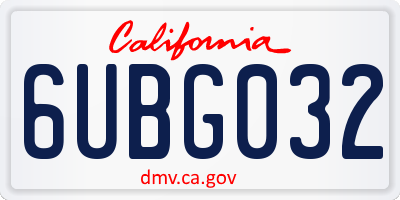 CA license plate 6UBG032