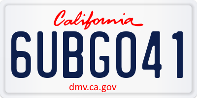 CA license plate 6UBG041
