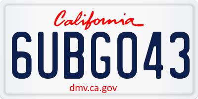 CA license plate 6UBG043
