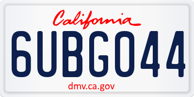 CA license plate 6UBG044