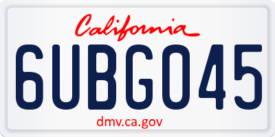 CA license plate 6UBG045