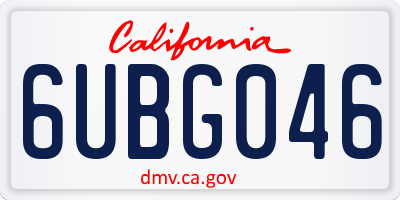 CA license plate 6UBG046