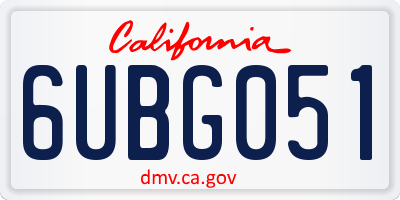 CA license plate 6UBG051