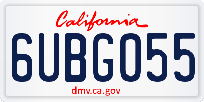 CA license plate 6UBG055