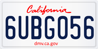 CA license plate 6UBG056