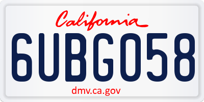 CA license plate 6UBG058