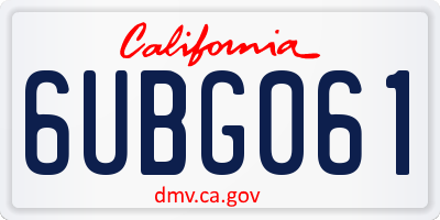 CA license plate 6UBG061