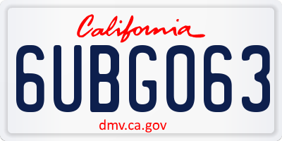 CA license plate 6UBG063