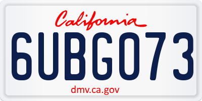 CA license plate 6UBG073
