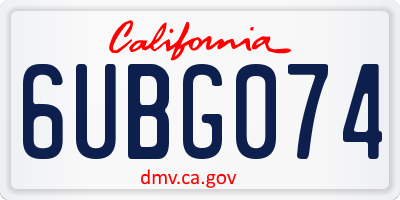 CA license plate 6UBG074