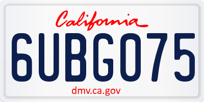 CA license plate 6UBG075