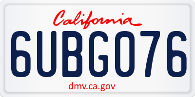 CA license plate 6UBG076