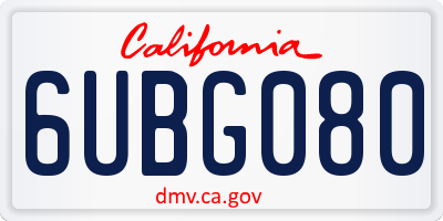 CA license plate 6UBG080