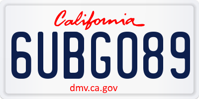 CA license plate 6UBG089