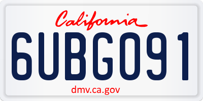 CA license plate 6UBG091