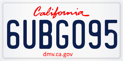CA license plate 6UBG095