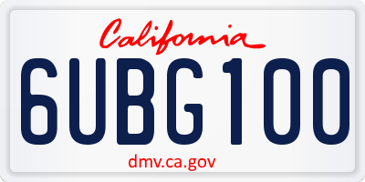 CA license plate 6UBG100