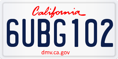 CA license plate 6UBG102