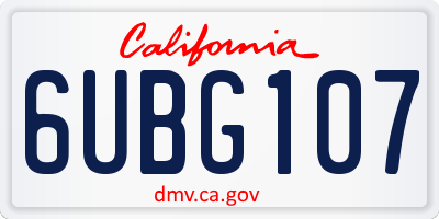 CA license plate 6UBG107