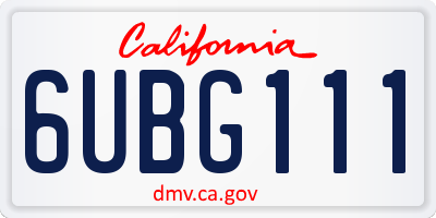 CA license plate 6UBG111