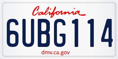CA license plate 6UBG114