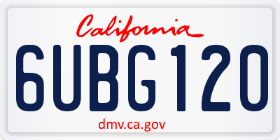 CA license plate 6UBG120