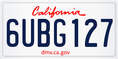 CA license plate 6UBG127