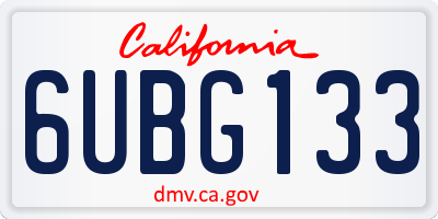 CA license plate 6UBG133