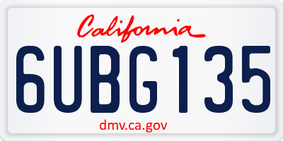 CA license plate 6UBG135