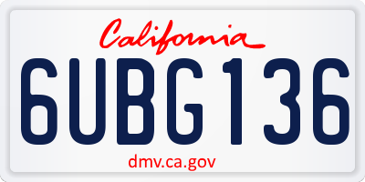 CA license plate 6UBG136