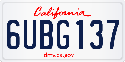 CA license plate 6UBG137