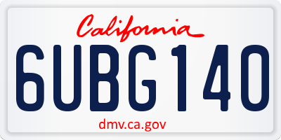 CA license plate 6UBG140