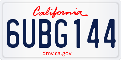 CA license plate 6UBG144