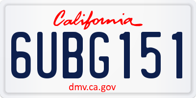 CA license plate 6UBG151
