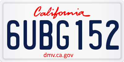 CA license plate 6UBG152