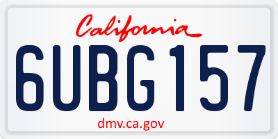 CA license plate 6UBG157