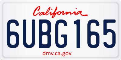 CA license plate 6UBG165