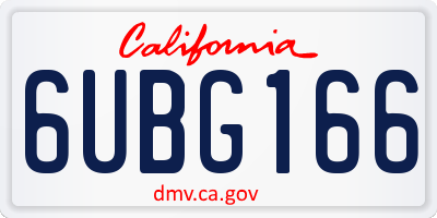 CA license plate 6UBG166