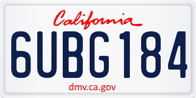 CA license plate 6UBG184