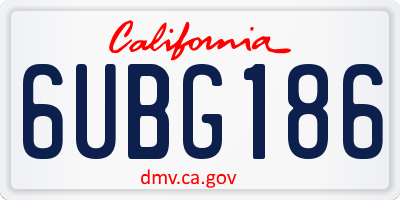 CA license plate 6UBG186