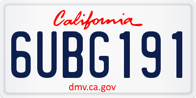 CA license plate 6UBG191