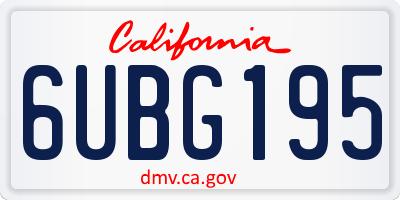 CA license plate 6UBG195