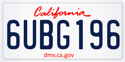 CA license plate 6UBG196