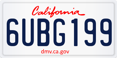 CA license plate 6UBG199