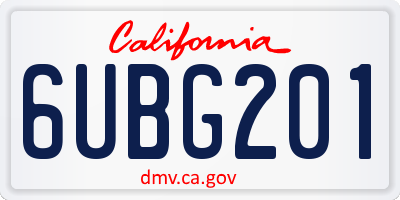 CA license plate 6UBG201