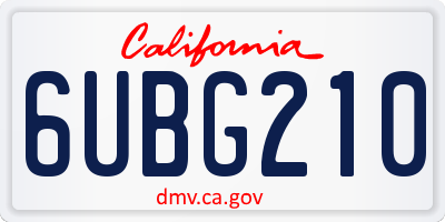 CA license plate 6UBG210