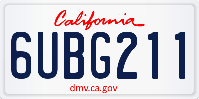 CA license plate 6UBG211
